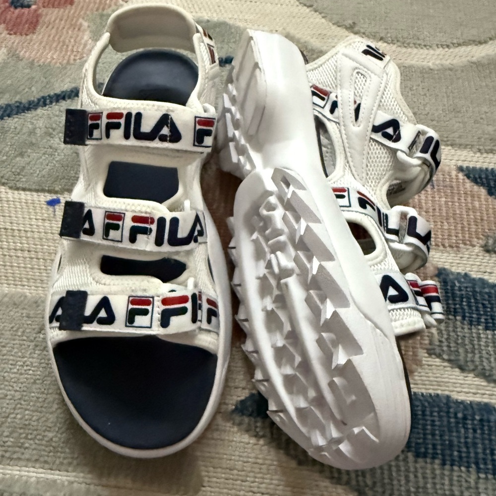 Fila White and Blue Sporty Sandals